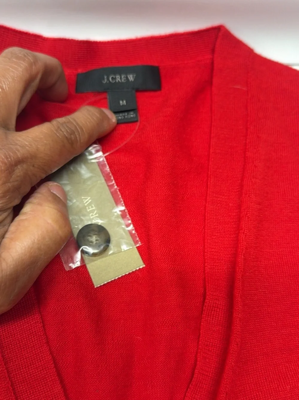 J. Crew Red V-Neck Cardigan with Zebra Motif